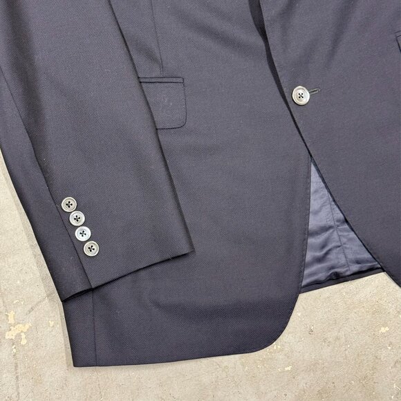 Samuelsohn Blazer Mesh Wool Blazer Super 130s Sport Coat Blue Full Canvas 42T - Picture 4 of 10